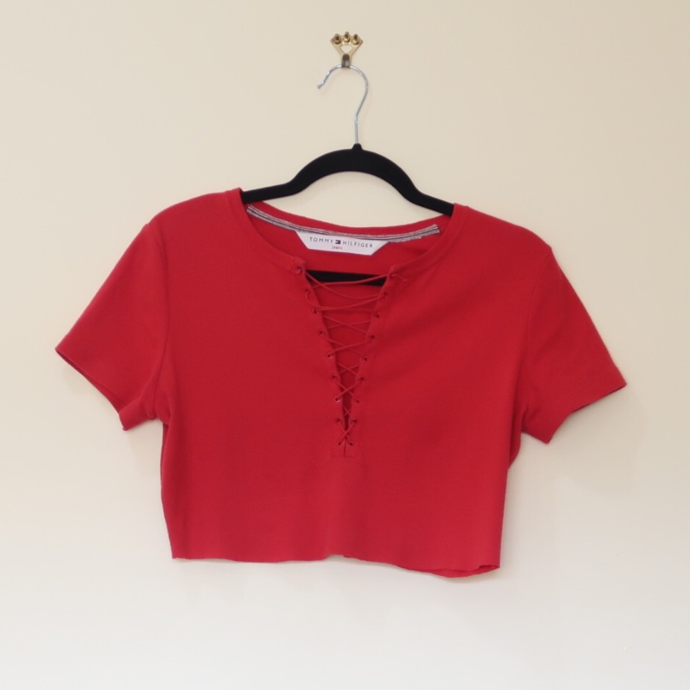 Tommy Hilfiger Custom Red Crop Top